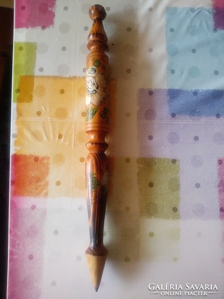 Old painted giant carved wooden pencil