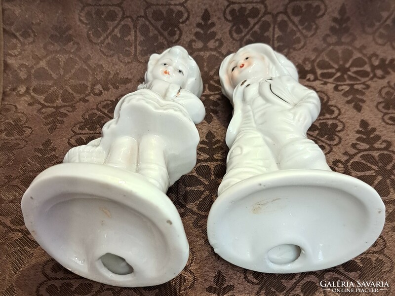 "Ár-eső 50%" Fehér porcelán kislány és kisfiú pár (M3715)