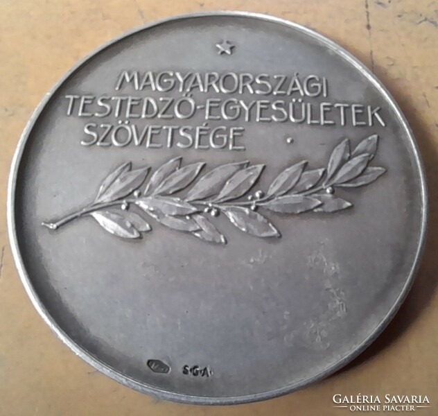 24. Sports medal, award, plaque. M.T.E.Sz. Karol Exner. 45mm 38.8g. Ag silver