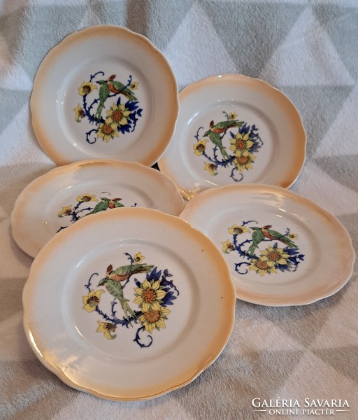Antique Zsolnay bird porcelain plate (l3693)