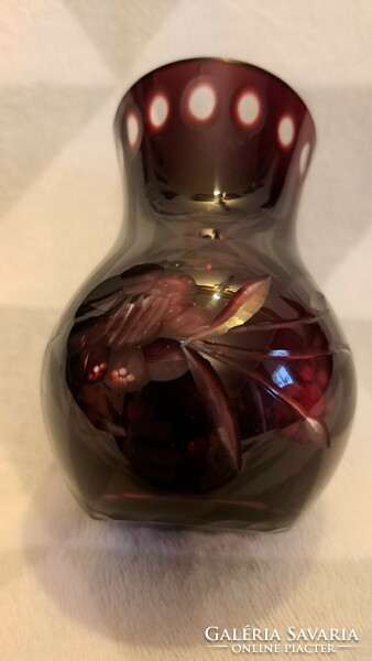 Bíbor üveg váza, kristályváza (L3690)