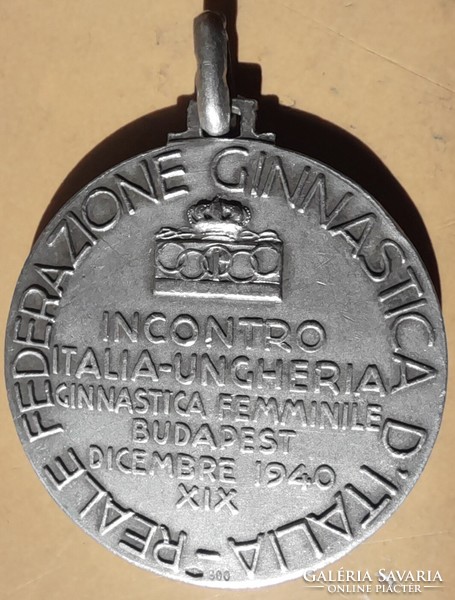 Olasz Királyi Gimnasztika szövetség sport találkozó érem 1940.  Ag ezüst 14g 32mm . POSTA VAN !