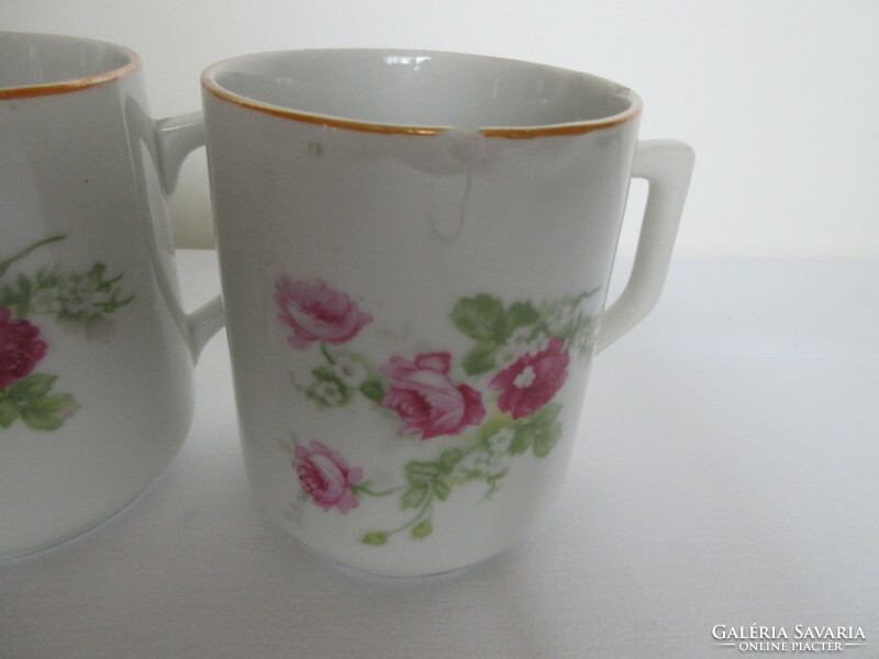 6 old Zsolnay rose pattern mugs. Negotiable!