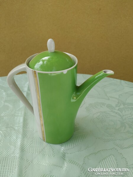 Hollóháza coffee pourer, green and white for sale! For replacement