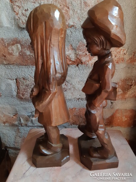 Whimsical children wooden sculpture w. U.M. Heinzeller