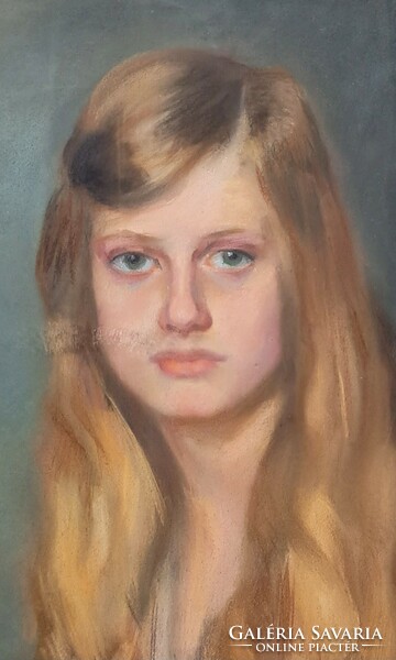 Monumental female portrait from 1917 - ferencsné vas - female painter, ferencsné vas