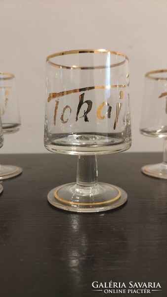Tokaj inscription glass set with gilded edge