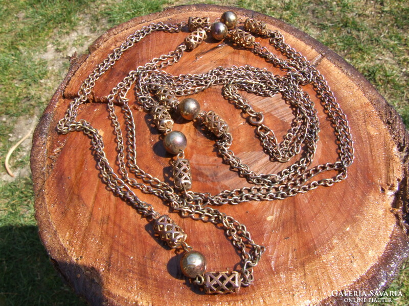 Long art deco metal necklace (040508)