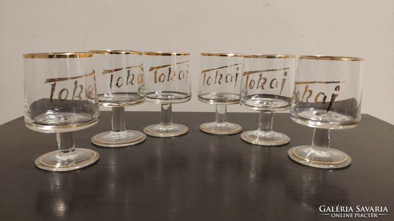 Tokaj inscription glass set with gilded edge