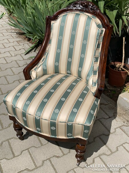 Striped 125-year-old restored Viennese armchair