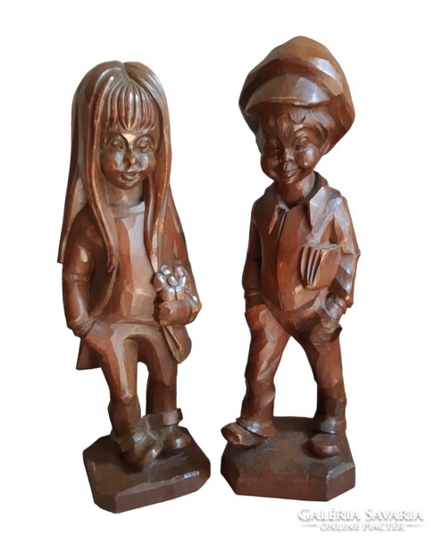 Whimsical children wooden sculpture w. U.M. Heinzeller