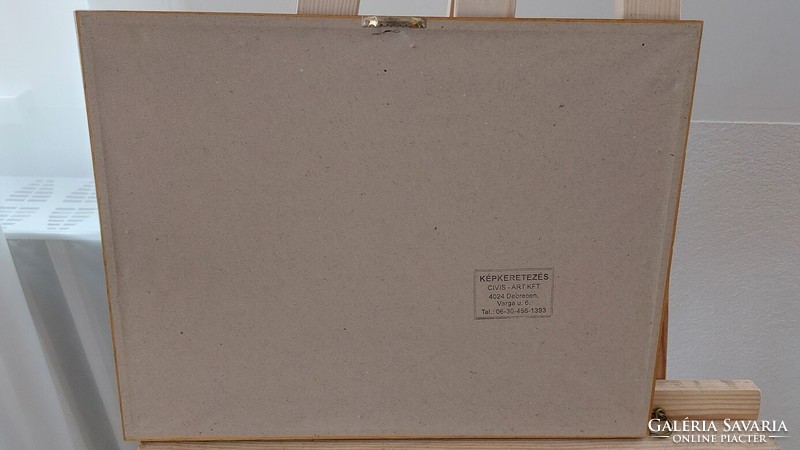 (K) László Ákos színezet litográfiája 40x32 cm kerettel
