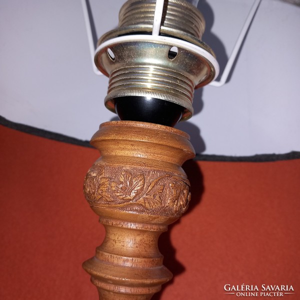 Carved, wooden, table lamp. Working.