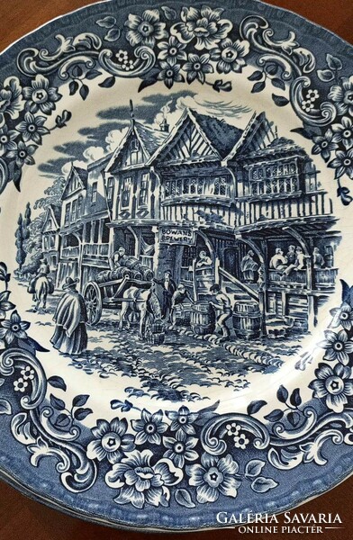 Royal Tudor Ware kék angol lapos tányér