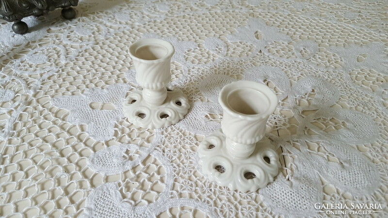 Pair of Nymphenburg German porcelain candle holders