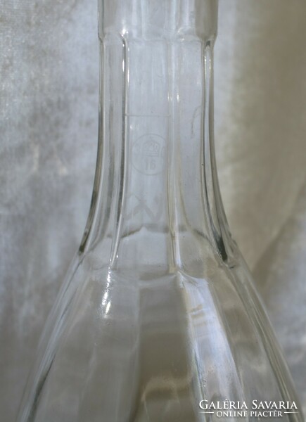 Old marked wine bottle with crown, serving glass 4 pcs 1930, 1948, 1959