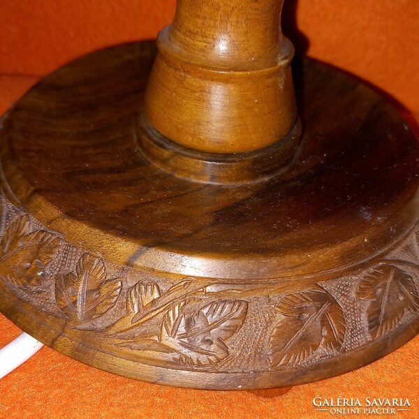 Carved, wooden, table lamp. Working.