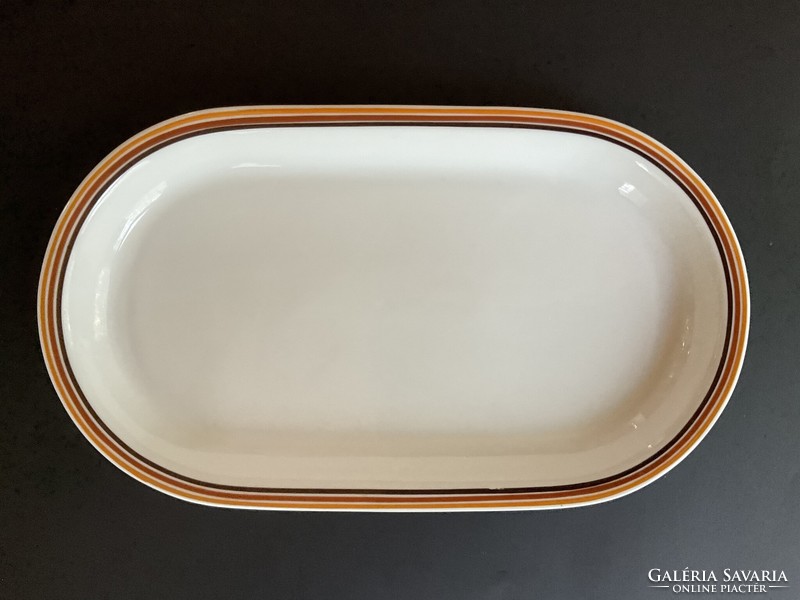 Alföldi vitrin oval serving bowl with three brown stripes