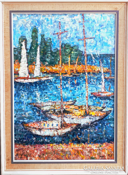 Vén emil (1902 - 1984): sailboats in the harbor