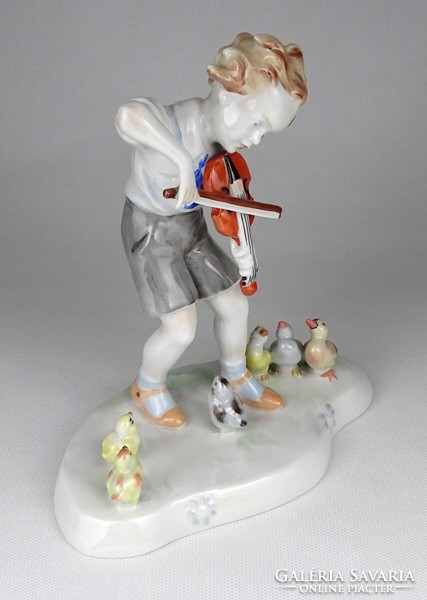1M910 metzler - ortloff violin playing porcelain boy 17.5 Cm