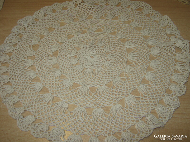 4 Old crocheted lace tablecloth