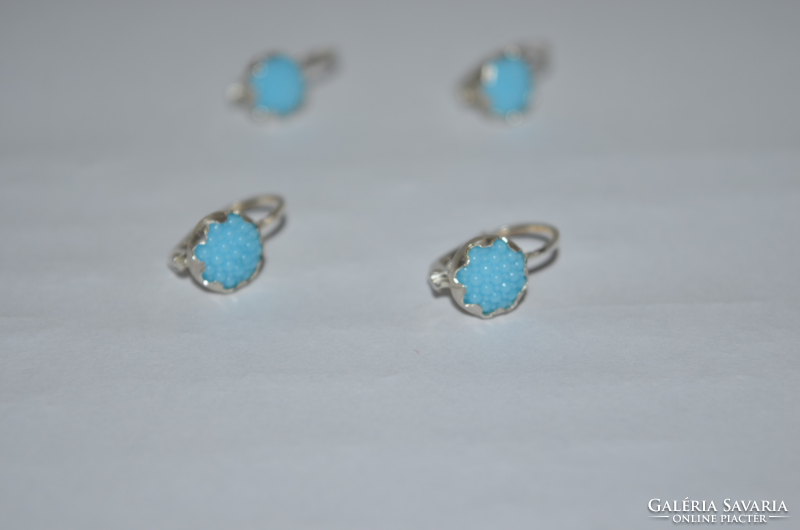 Blue glass decorative earrings