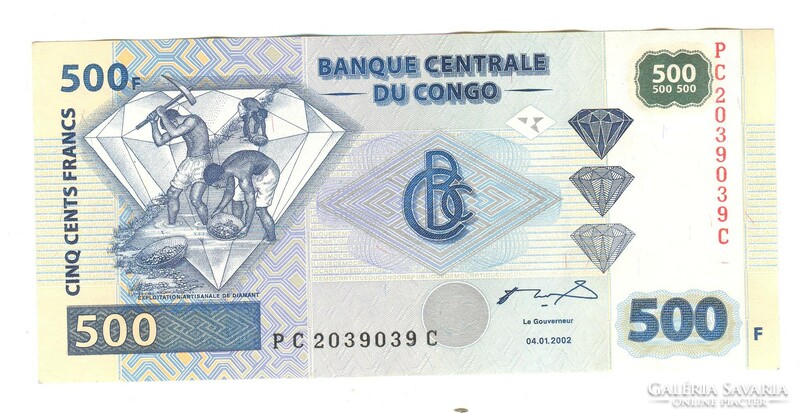 500 frank francs 2002 Kongó UNC 2.
