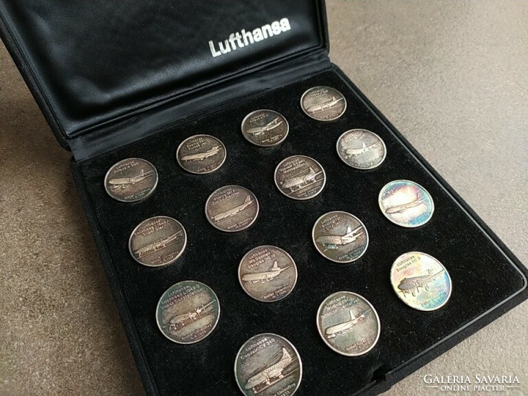 Lufthansa erster liniennflug silver commemorative medal collection of 15 pieces 9.79 g/piece (id71399)