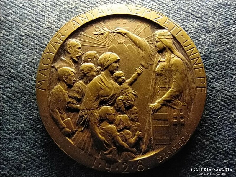Magyar Anyák Nemzeti Ünnepe 1928 bronz emlékérem 40mm (id70303)