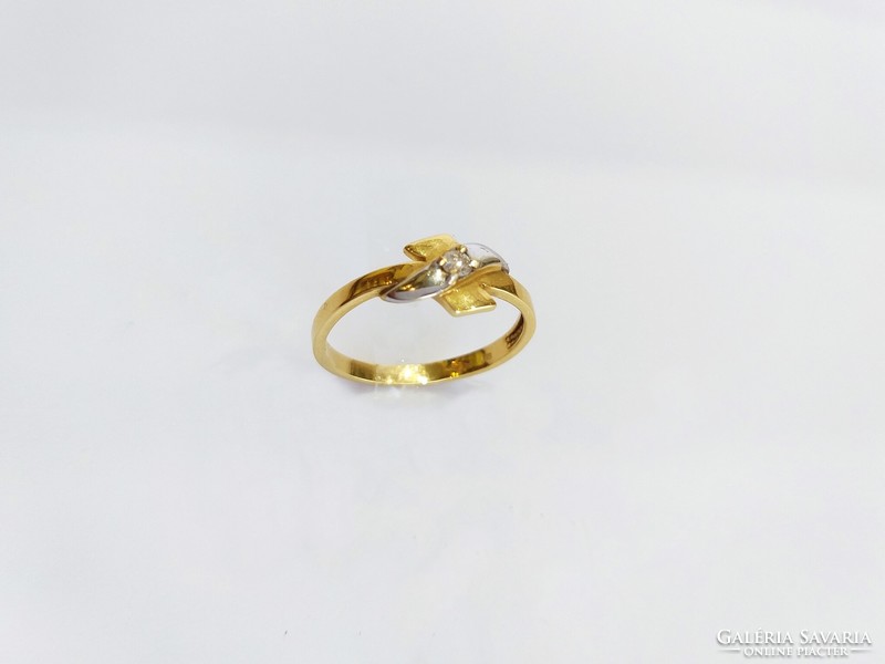 14K. New, women's gold ring with bow, diamond / brilliant stone (no.: 26)