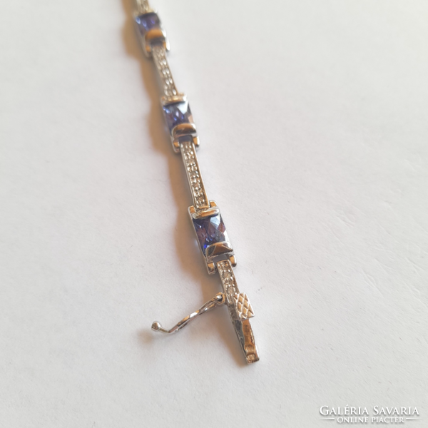 Old Hungarian silver bracelet with blue and white stones