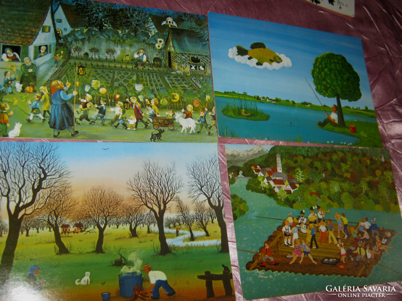 4 retro postcards