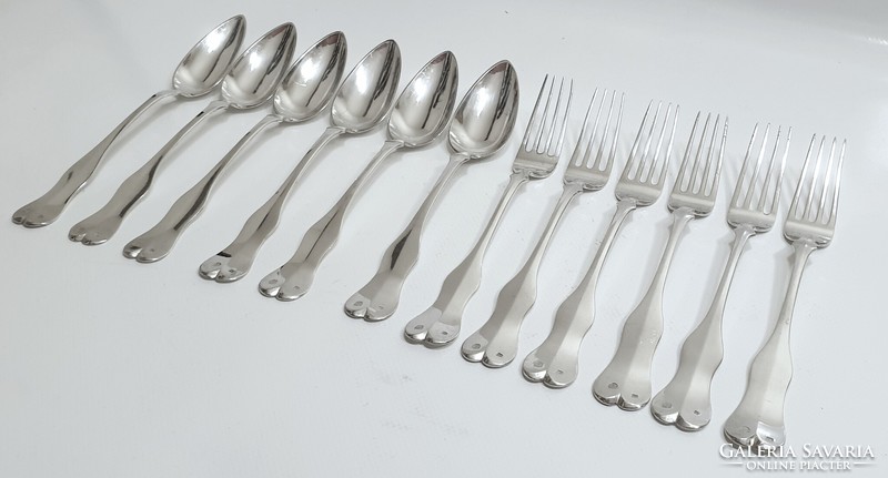 Antique Viennese (1859) silver (13 lat) spoon and fork set (6 each)