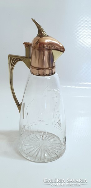 Art Nouveau copper liqueur jug, carafe, pouring spout