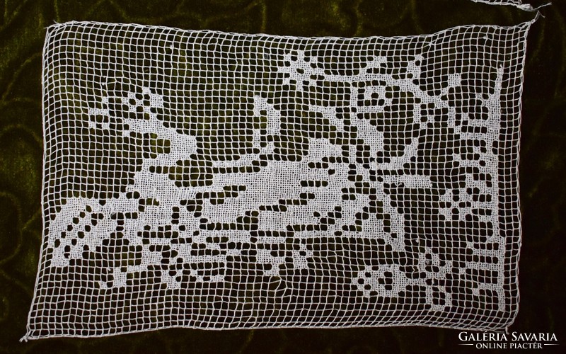 Rececsipke csipke figura virág mintás terítő függöny díszpárna kép betét 13 x 20,5 cm x2db pár filet
