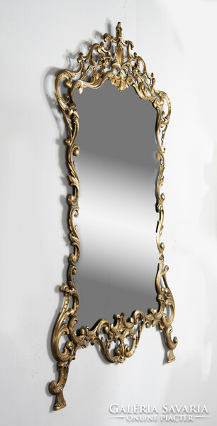 Gilded copper console mirror that can also be used as a wall mirror