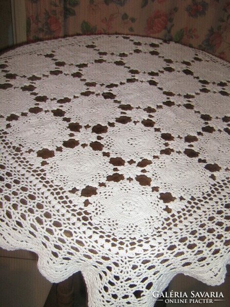 Antique crocheted tablecloth with Art Nouveau features