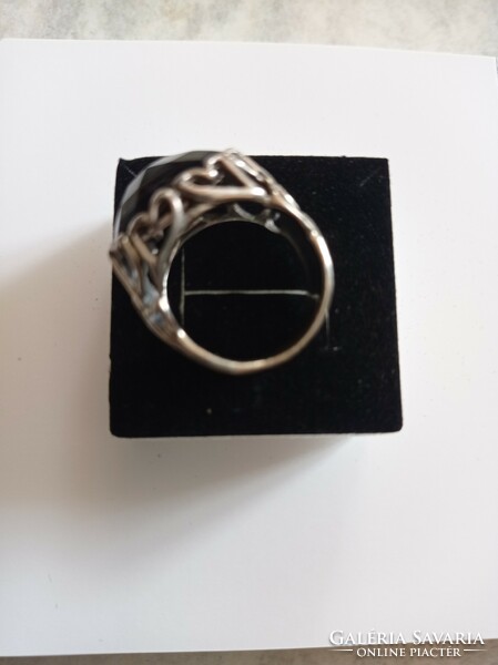 Füstkvarc ezüst gyűrű 17.5-18 mm