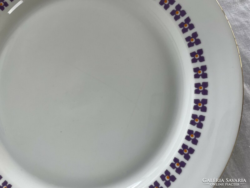 Retro, vintage 6db Alföldi porcelán lila virágos tányér, lapostányér
