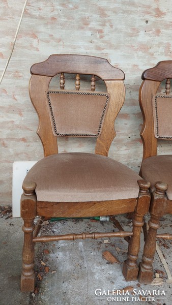 I discounted it! Antique wooden chairs upholstered riveted flawless upholstery solid carved oak wood
