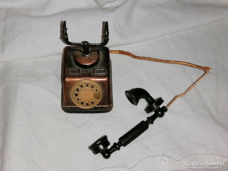 Old, bronze-colored metal clamshell telephone, doll house decoration, shelf decoration 14.