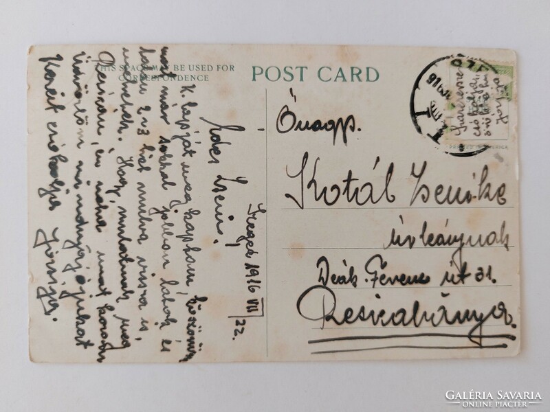 Old postcard artist drawing 1916 postcard lady