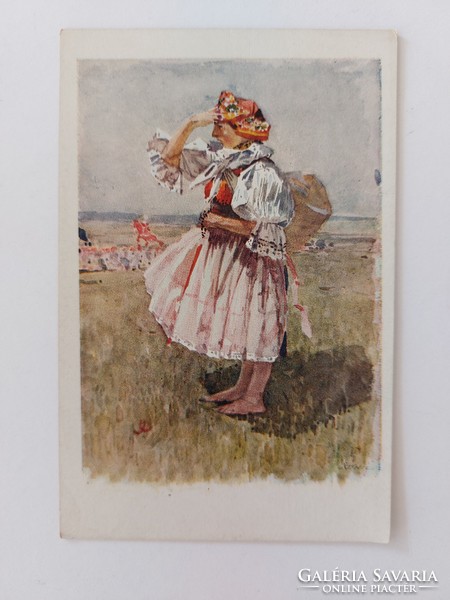 Old postcard art postcard joža uprka: Slovak lady in folk costume