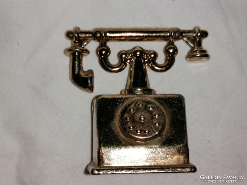 Old, gilded metal clamshell telephone, dollhouse decoration, shelf decoration 13.