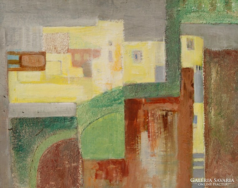 B. Molnár Zsuzsa (1938): Városkép - keretezett festmény