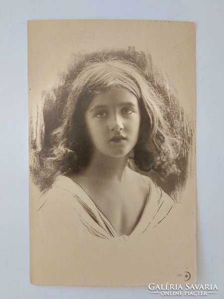 Régi képeslap 1909 fotó levelezőlap kislány