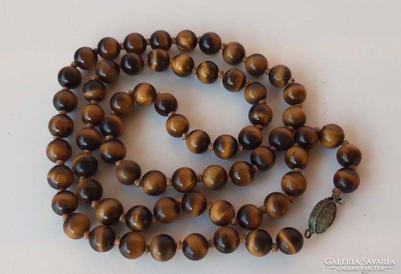 Art deco tiger's eye pearl string with semi-precious stones