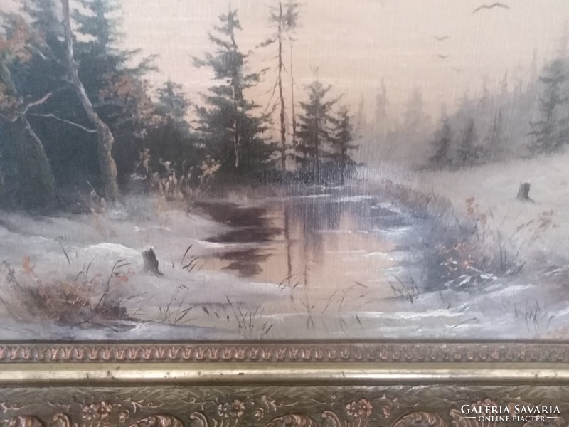 Winter landscape - oil painting / canvas