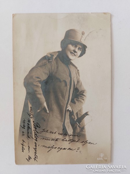 Old postcard photo postcard soldier lady 1916