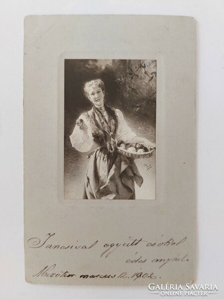 Old postcard photo postcard 1902 lady